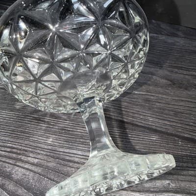 Vintage IMPERIAL Mt. Vernon Clear Small Compote Pedestal Soap Or Trinkets Dish - Thumbnail 8
