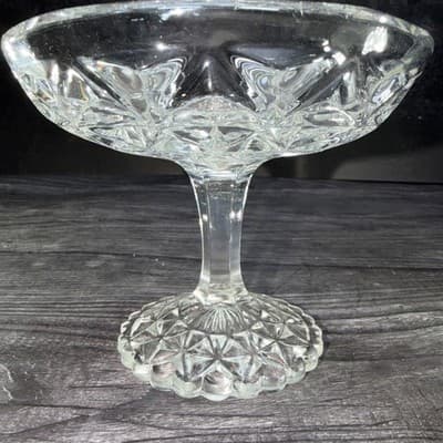 Vintage IMPERIAL Mt. Vernon Clear Small Compote Pedestal Soap Or Trinkets Dish - Thumbnail 6