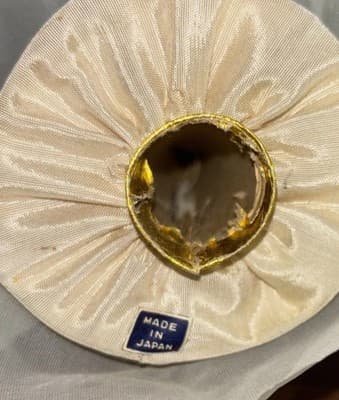 Vintage Angel Christmas Tree Topper Rubber Face Gold Hair Blue Eyes Felt Wings - Thumbnail 8
