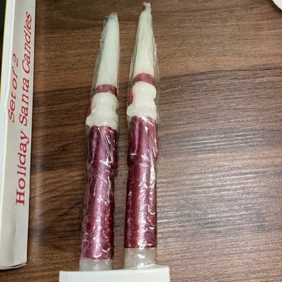 Sculptured Hand Painted Santa Claus 10" Candles Vintage Pair Tapered NOS NIB - Thumbnail 5