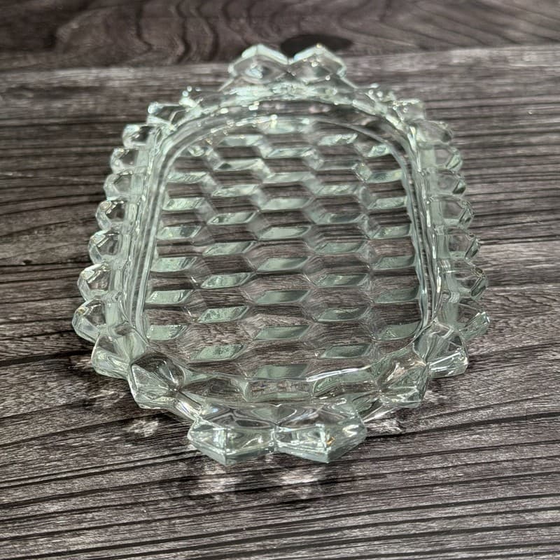 Vintage Fostoria American Clear Glass 3 Piece Creamer Sugar Bowl and Tray Set - Thumbnail 6