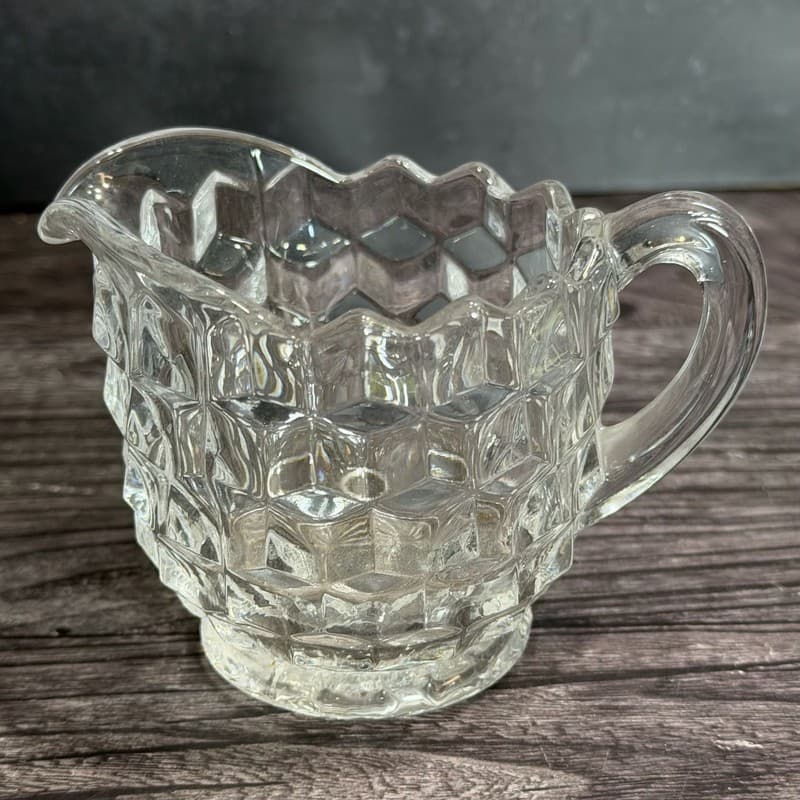 Vintage Fostoria American Clear Glass 3 Piece Creamer Sugar Bowl and Tray Set - Thumbnail 8