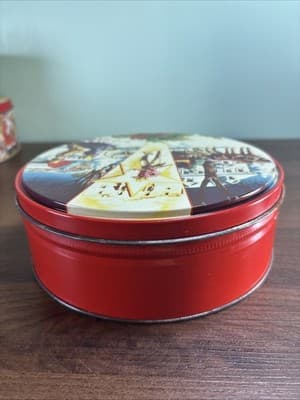 USA Vintage Fruit Cake DeLuxe Collin Street Bakery Tin Container 7" Corsicana TX - Thumbnail 4