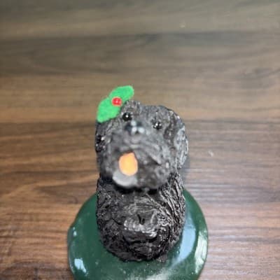 Vintage 80s Byers' Choice The Carolers Black Dog Christmas Figurine - Thumbnail 4