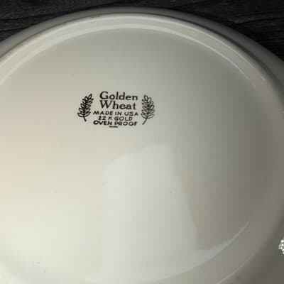 Vtg Replacement Homer Laughlin Golden Wheat 7.5" Soup Cereal Bowl 22K Gold Trim - Thumbnail 7