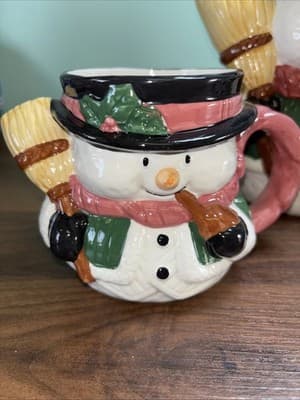 VTG Snowman Pitcher Coffee Mug “Holiday Cheer Collection” Bella Casa By Ganz - Thumbnail 6