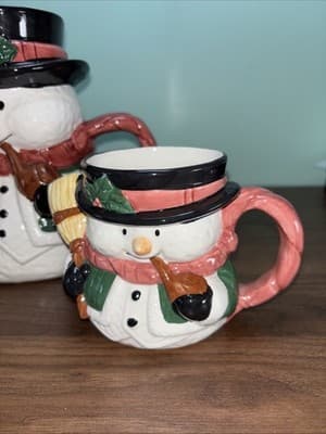 VTG Snowman Pitcher Coffee Mug “Holiday Cheer Collection” Bella Casa By Ganz - Thumbnail 2