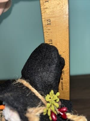 Handmade Chenille Stuffed Snowman Lighted Top Hat Rustic Weighted Door Stop - Thumbnail 13