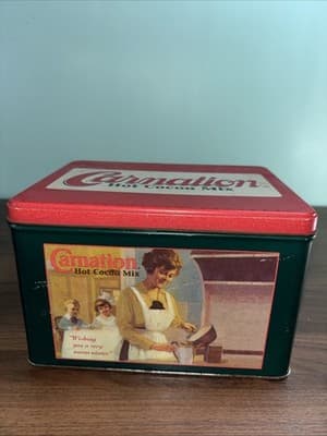 1995 Vintage First Edition Carnation Hot Cocoa Mix Metal Tin 8” x 5.5” - Thumbnail 3