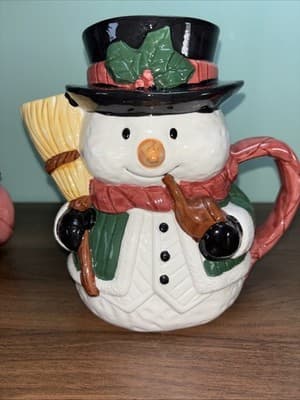VTG Snowman Pitcher Coffee Mug “Holiday Cheer Collection” Bella Casa By Ganz - Thumbnail 12