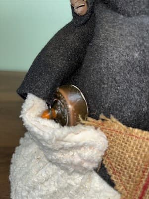Handmade Chenille Stuffed Snowman Lighted Top Hat Rustic Weighted Door Stop - Thumbnail 2