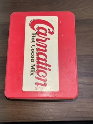 1995 Vintage First Edition Carnation Hot Cocoa Mix Metal Tin 8” x 5.5” - Thumbnail 7
