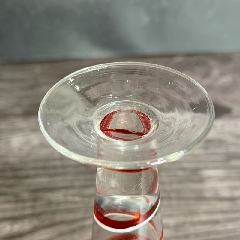 Red and White Swirl Art Glass Cordial Tapered Liqueur Glass - Thumbnail 4