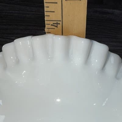 Vintage Fenton Milk Glass Hobnail 10.5” Ruffled Edge Candy Dish USA EXCELLENT - Thumbnail 14