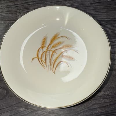 Vtg Replacement Homer Laughlin Golden Wheat 7.5" Soup Cereal Bowl 22K Gold Trim - Thumbnail 2