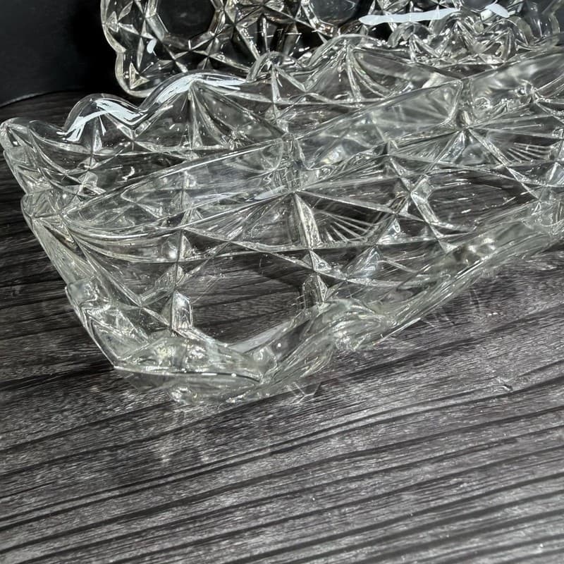 VTG Set 2 Tiffin Williamsburg Pressed Clear 4-Part Divided Rectangular Relish Tr - Thumbnail 4