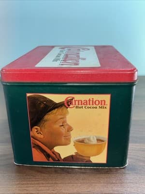 1995 Vintage First Edition Carnation Hot Cocoa Mix Metal Tin 8” x 5.5” - Thumbnail 6
