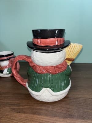 VTG Snowman Pitcher Coffee Mug “Holiday Cheer Collection” Bella Casa By Ganz - Thumbnail 14