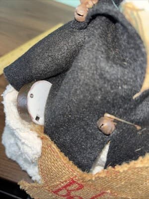 Handmade Chenille Stuffed Snowman Lighted Top Hat Rustic Weighted Door Stop - Thumbnail 14
