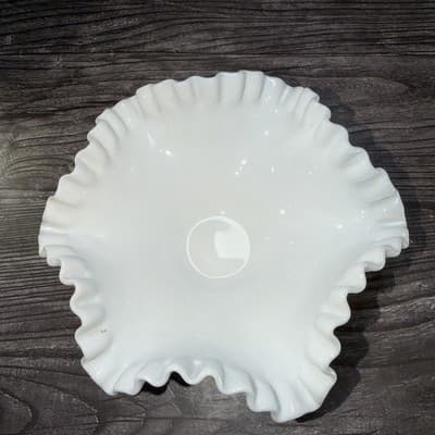 Vintage Fenton Milk Glass Hobnail 10.5” Ruffled Edge Candy Dish USA EXCELLENT - Thumbnail 7