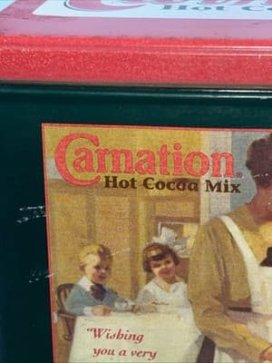1995 Vintage First Edition Carnation Hot Cocoa Mix Metal Tin 8” x 5.5” - Thumbnail 4