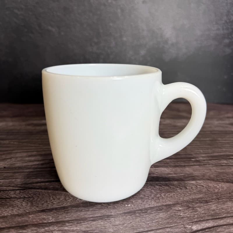 Vintage White Milk Glass Coffee Mug with Thick C-Handle 3.5"