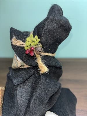 Handmade Chenille Stuffed Snowman Lighted Top Hat Rustic Weighted Door Stop - Thumbnail 6