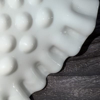 Vintage Fenton Milk Glass Hobnail 10.5” Ruffled Edge Candy Dish USA EXCELLENT - Thumbnail 11
