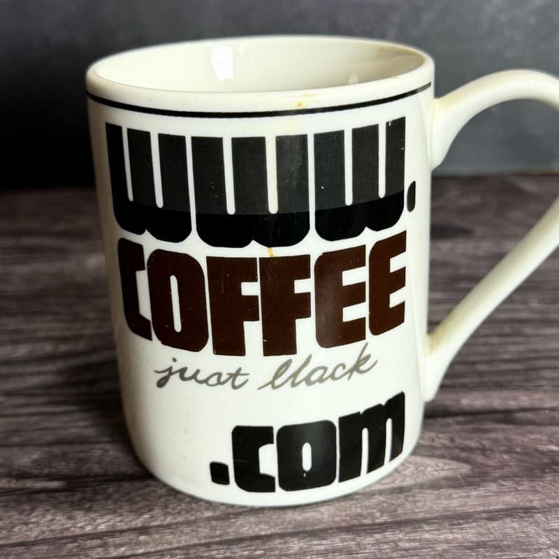 Tienshan Stoneware www.COFFEE just black .com Vintage Novelty Coffee Mug - Thumbnail 4