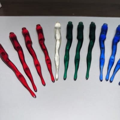 Vintage 4” Hard Plastic Icicle Ornament Lot Of 16 red clear blue green Bubble - Thumbnail 6