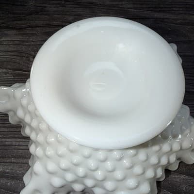 Vintage Fenton Milk Glass Hobnail 10.5” Ruffled Edge Candy Dish USA EXCELLENT - Thumbnail 8