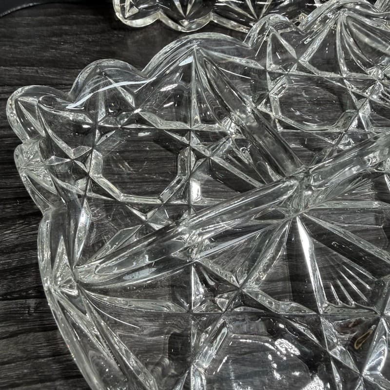 VTG Set 2 Tiffin Williamsburg Pressed Clear 4-Part Divided Rectangular Relish Tr - Thumbnail 3