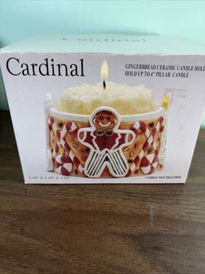 Gingerbread Men Votive Candle Holder Holiday Christmas Decor Ceramic Stand Base - Thumbnail 9