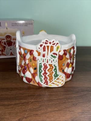 Gingerbread Men Votive Candle Holder Holiday Christmas Decor Ceramic Stand Base - Thumbnail 3