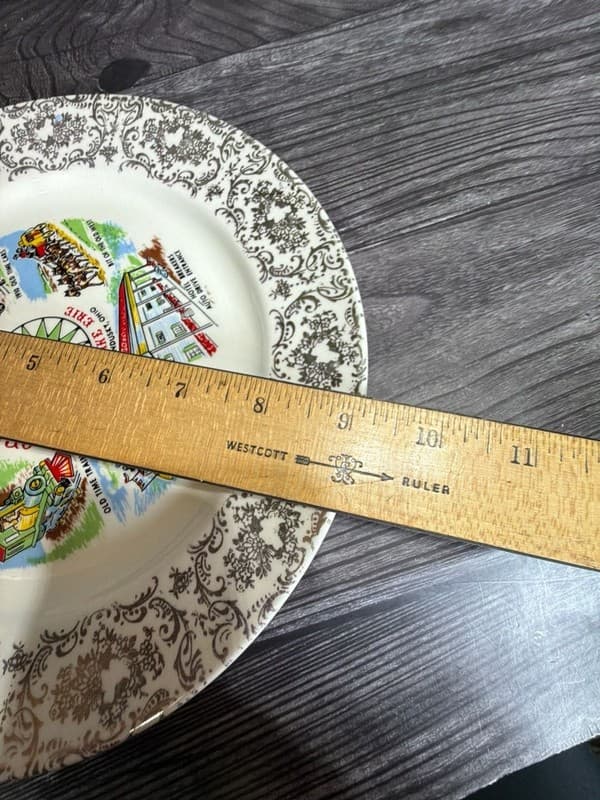 Vintage Cedar Point Souvenir Plate with Gold Filigree Rim, 9 Inch - Thumbnail 10