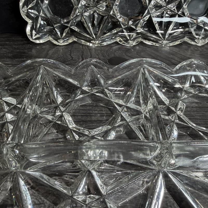 VTG Set 2 Tiffin Williamsburg Pressed Clear 4-Part Divided Rectangular Relish Tr - Thumbnail 13