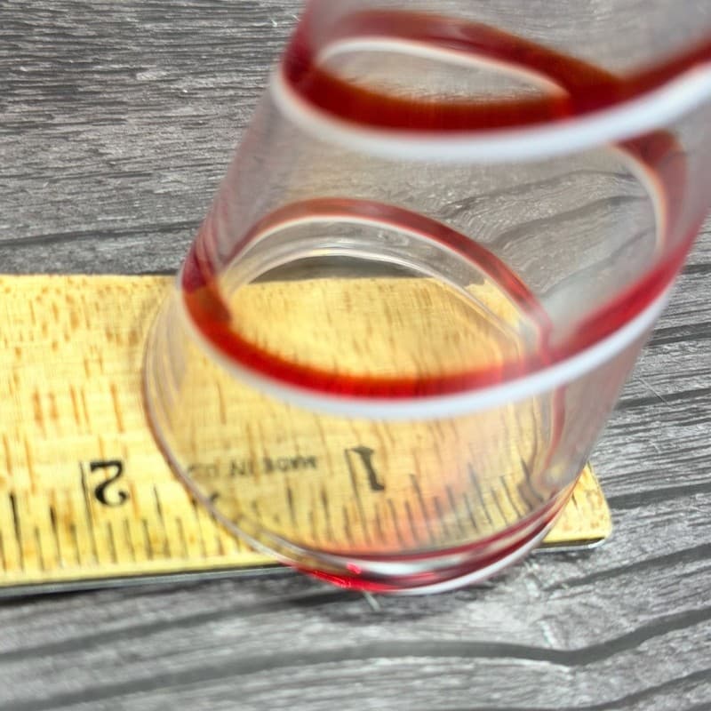 Red and White Swirl Art Glass Cordial Tapered Liqueur Glass - Thumbnail 6