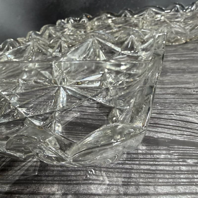 VTG Set 2 Tiffin Williamsburg Pressed Clear 4-Part Divided Rectangular Relish Tr - Thumbnail 16