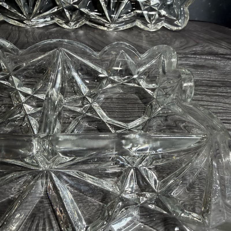 VTG Set 2 Tiffin Williamsburg Pressed Clear 4-Part Divided Rectangular Relish Tr - Thumbnail 8