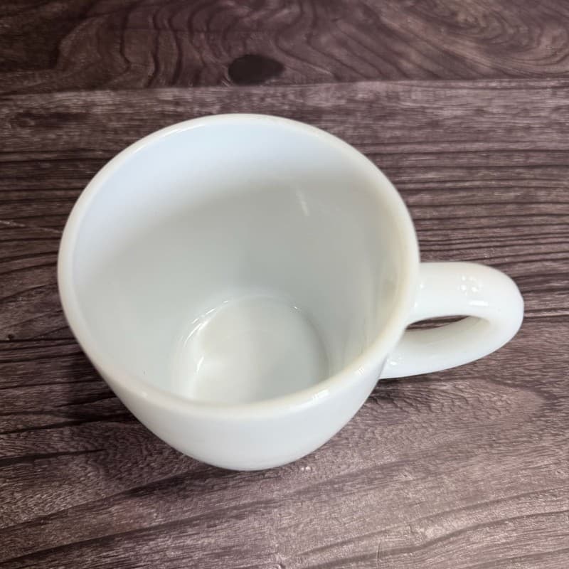Vintage White Milk Glass Coffee Mug with Thick C-Handle 3.5" - Thumbnail 2