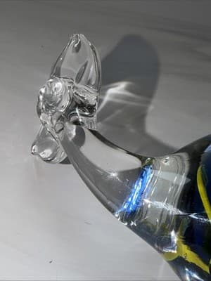 Pele’s Glass Hawaii Blue & Yellow Clear Art Glass Whale Figurine Paperweight - Thumbnail 8