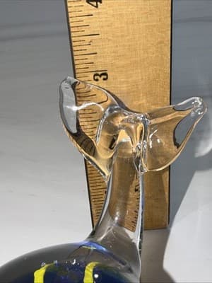 Pele’s Glass Hawaii Blue & Yellow Clear Art Glass Whale Figurine Paperweight - Thumbnail 12