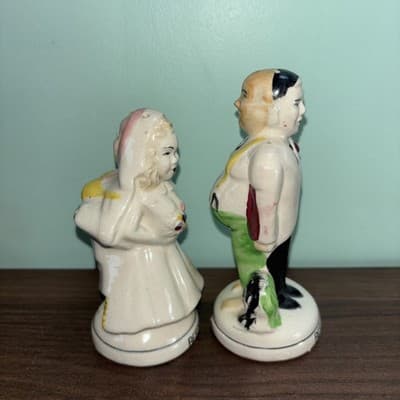 Vintage Before After Bride Groom Time Marches On Salt and Pepper Shakers Japan - Thumbnail 5