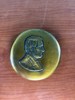 VTG Lincoln Columbus Ohio Wax Paper Art Quote Medallion Paperweight