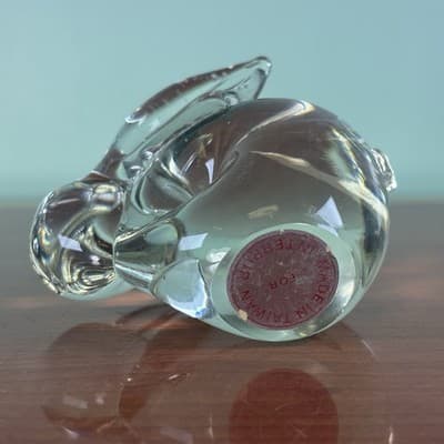 Clear Glass Rabbit Paperweight Figurine Created Crystal Made In Taiwan EUC - Thumbnail 5