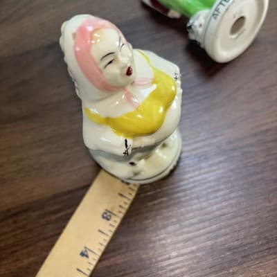 Vintage Before After Bride Groom Time Marches On Salt and Pepper Shakers Japan - Thumbnail 10