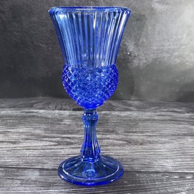Vintage Avon by Fostoria Glass 8" Cobalt Blue Glass GEORGE WASHINGTON GOBLET - Thumbnail 5