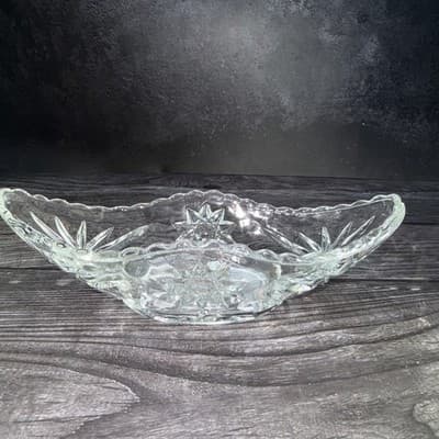 ANCHOR HOCKING Vintage STAR OF DAVID Banana Split GONDOLA BOAT DISH Oval - Thumbnail 9