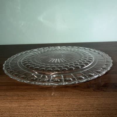 Federal Glass Clear Sunburst Scalloped Cake Dish Party Plate Dessert Platter - Thumbnail 4