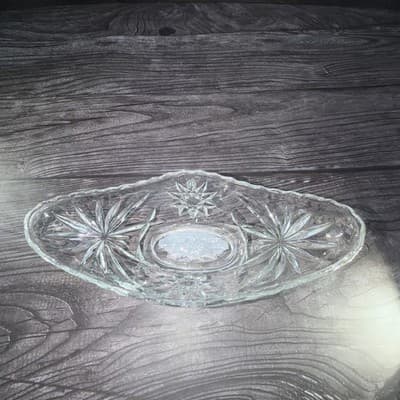 ANCHOR HOCKING Vintage STAR OF DAVID Banana Split GONDOLA BOAT DISH Oval - Thumbnail 6